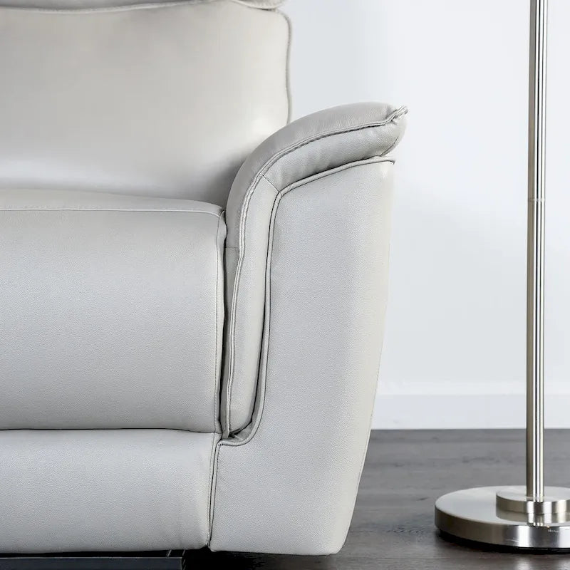 Furniture of America Marty Modern Leather Match Manual Reclining Sofa with Flared Padded Arms