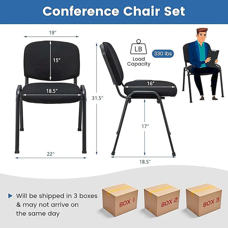 Meeting Room Conference Chair Set w/ Metal Frame & Upholstered Back