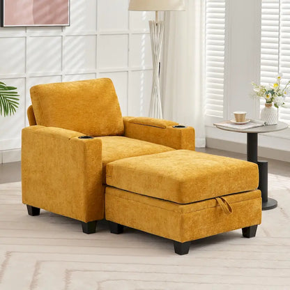 Chenille Storage Single Sofa with a Removable Ottoman