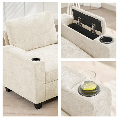 Chenille Storage Single Sofa with a Removable Ottoman