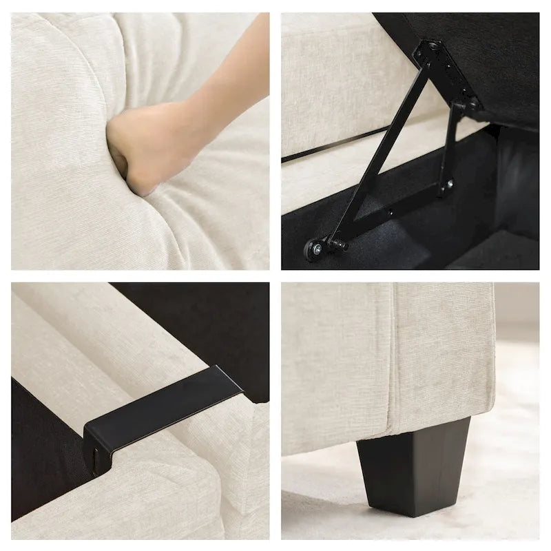 Chenille Storage Single Sofa with a Removable Ottoman