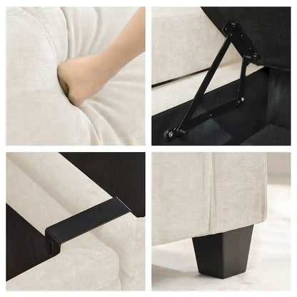 Chenille Storage Single Sofa with a Removable Ottoman