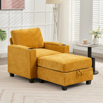 Chenille Storage Single Sofa with a Removable Ottoman