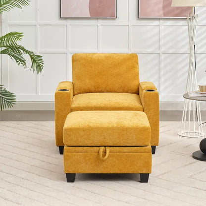 Chenille Storage Single Sofa with a Removable Ottoman
