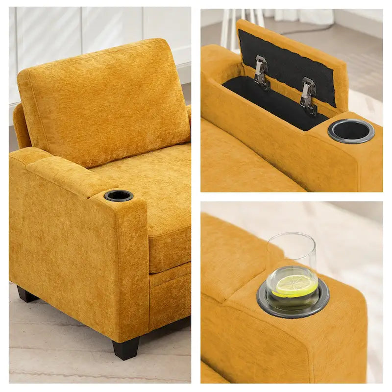 Chenille Storage Single Sofa with a Removable Ottoman