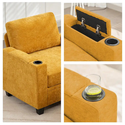 Chenille Storage Single Sofa with a Removable Ottoman