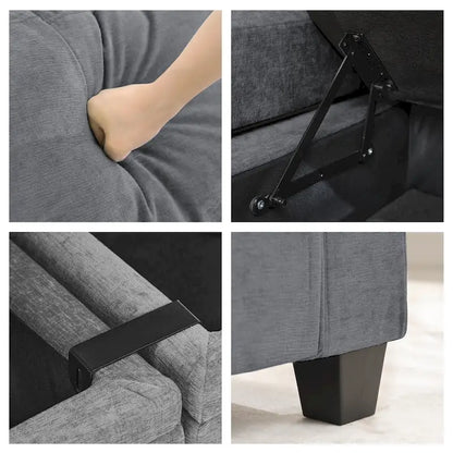 Chenille Storage Single Sofa with a Removable Ottoman