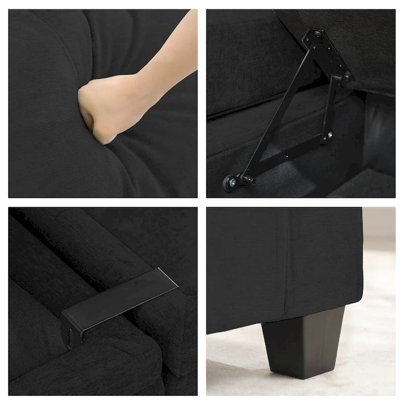 Chenille Storage Single Sofa with a Removable Ottoman