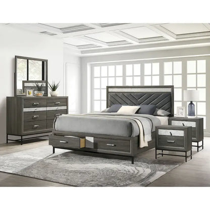 Furniture of America Heinisk Contemporary Grey 5-Piece Platform Bedroom Set