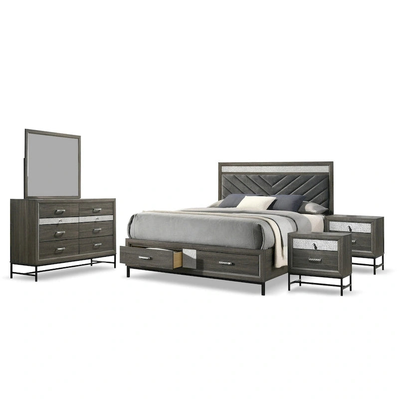 Furniture of America Heinisk Contemporary Grey 5-Piece Platform Bedroom Set