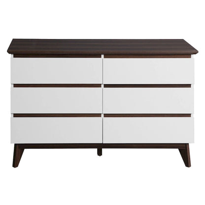 6-Drawer Double Dresser with Wide Drawers,White Dresser for Bedroom, Wood Storage Chest of Drawers for Living Room Hallway