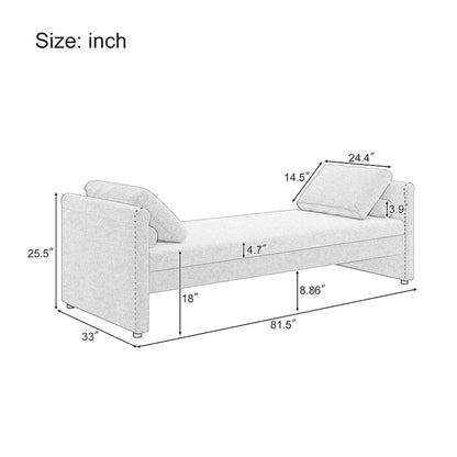 Modern Upholstered Chaise Lounger Daybed with Pillows Small Single Daybed,No Mattress Needed,Linen Fabric