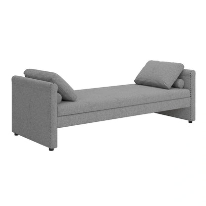 Modern Upholstered Chaise Lounger Daybed with Pillows Small Single Daybed,No Mattress Needed,Linen Fabric