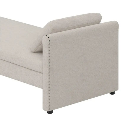 Modern Upholstered Chaise Lounger Daybed with Pillows Small Single Daybed,No Mattress Needed,Linen Fabric