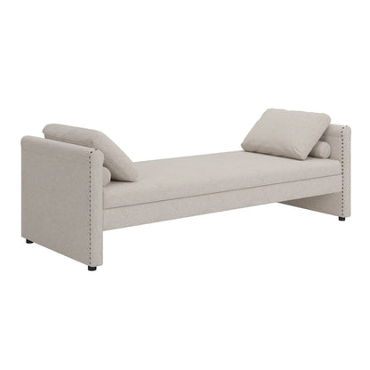 Modern Upholstered Chaise Lounger Daybed with Pillows Small Single Daybed,No Mattress Needed,Linen Fabric