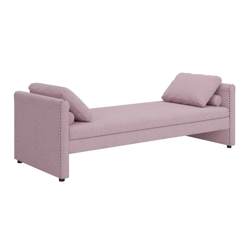 Modern Upholstered Chaise Lounger Daybed with Pillows Small Single Daybed,No Mattress Needed,Linen Fabric