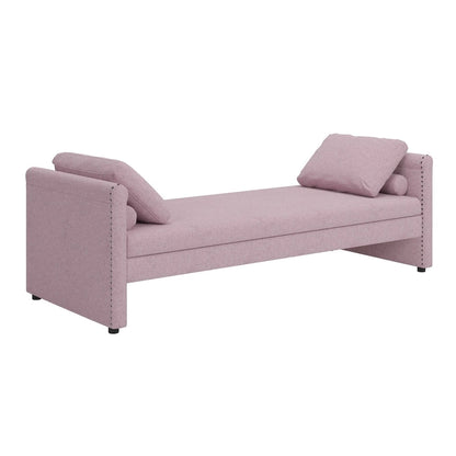 Modern Upholstered Chaise Lounger Daybed with Pillows Small Single Daybed,No Mattress Needed,Linen Fabric