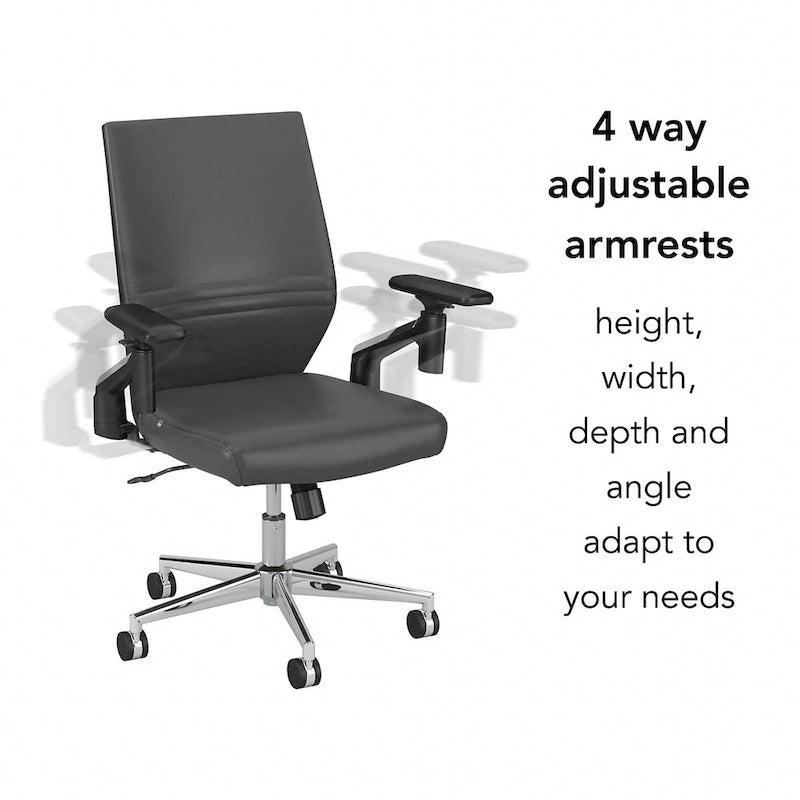 Cabot Mid Back Leather Office Chair by Bush Furniture